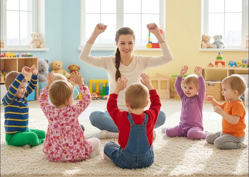 Ребенок знакомится с новой игровой средой на первом занятии